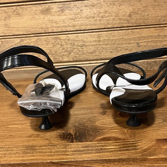 Jeffrey Campbell Women’s Heeled Sandals Size 7.5 Black White Daisy Boho Spring - Picture 13 of 15